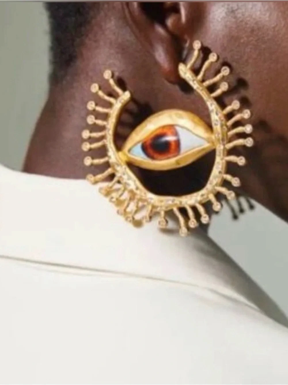Avant-Garde Evil Eye Rhinestone Statement Hoops Earrings